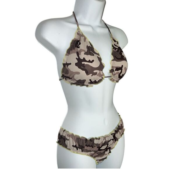 Unbranded Bikini Top And Bottom Camuflase Printed In Light Brown Color Size S - Picture 3 of 6